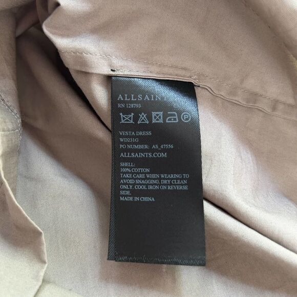 AllSaints US 2 / UK 6 Vesta Dress Cotton Lightweight‎ Lace Up Tank Taupe Gray - Picture 10 of 10